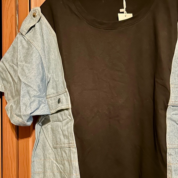 La Ross denim & black dress size medium NWT - Picture 2 of 8